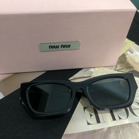 Miu Miu Black Geometric Sunglasses